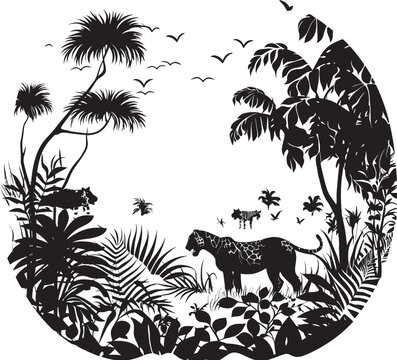 Onyx Wilderness Darkened Jungle Emblem in Black Nightshade Wilderness Midnight Jungle Logo