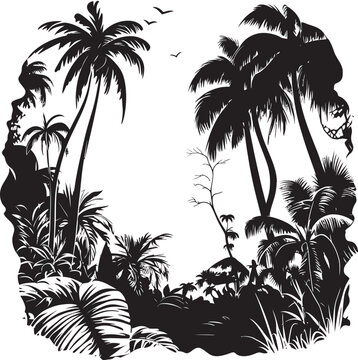 Noir Nook Midnight Jungle Emblem Ebony Rainforest Blackened Jungle Logo Design