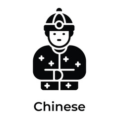 Chinese man wearing traditional clothes, icon of chinese man