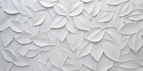 White geometric leaves 3d tiles texture Background banner panorama, Generative AI