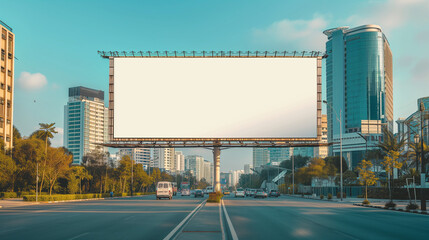 urban billboard mockup with cityscape background
