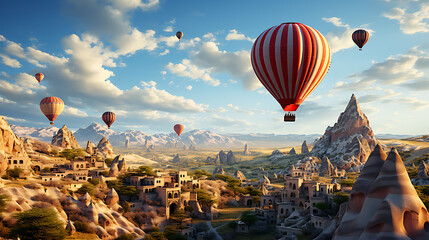 3d realistic balloon in Cappadocia - obrazy, fototapety, plakaty