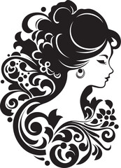 Elegant Flora Fusion Vintage Woman Emblem Vintage Floral Vision Womans Face Logo