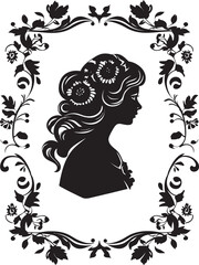 Floral Elegance Essence Black Vector Logo Elegant Flora Fusion Vintage Woman Emblem