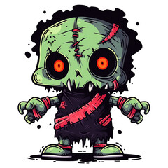 Chibi zombie monster game character. Cute Zombie monster cartoon.