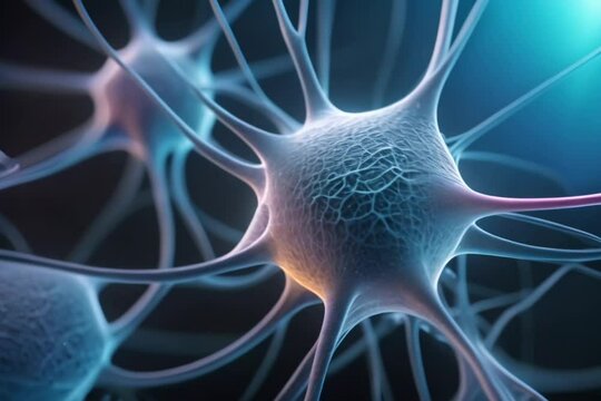 Concept of work of nerve cells and nerve endings in the brain