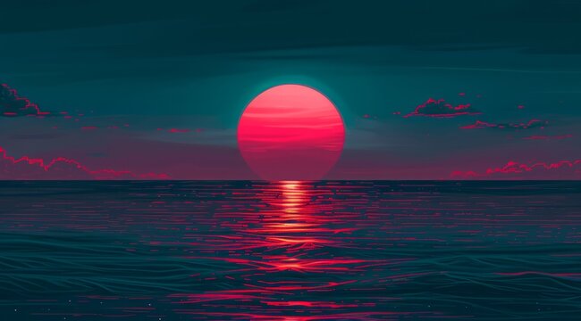 Beautiful sunset background with evening ocean view