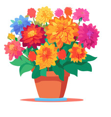 colorful gerber flowers in pots