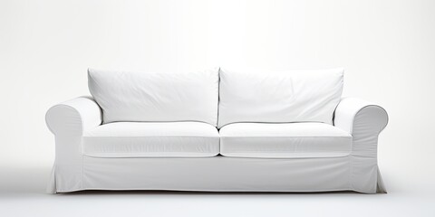 White fabric sofa isolated on white background.