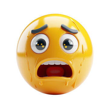 3d icon sweating face emoji isolated on transparent background