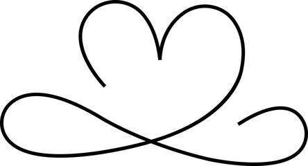 Heart lines bundle hand drawn doodle love black icon set isolated on transparent background. Vector collection for valentine day invitation or greeting card drawn design text divider