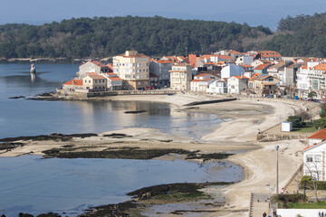 Fototapeta na wymiar View of Carril town, Villagarcia de Arosa, Pontevedra, Spain on sunny day