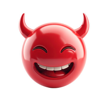 3d icon smiling red devil face emoji isolated on transparent background