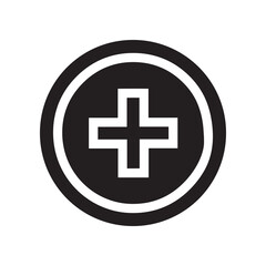 Add icon vector. Plus icon logo design. Medical cross symbol in circle isolated on white background