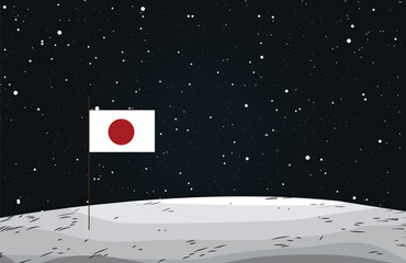 Japan flag on Moon Surface   Japan Successful Landing on Moon Illustration   Moon Sniper Mission  © Sidra Shaheen