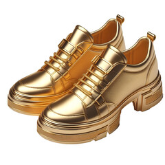 Golden shoes isolated on white
