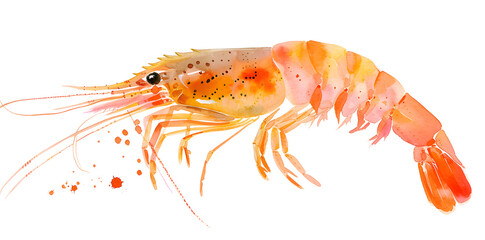 Shrimp in watercolor style isolated on white background