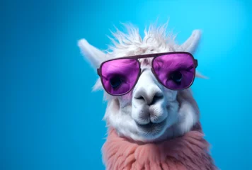 Papier Peint photo Lavable Lama A llama wearing sunglasses