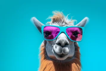 Fotobehang A llama wearing sunglasses © Sasit
