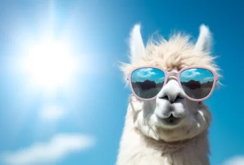 Stof per meter A llama wearing sunglasses © Sasit