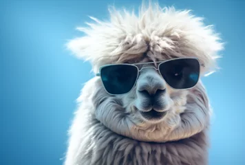 Fotobehang A llama wearing sunglasses © Sasit