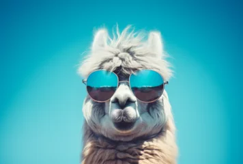 Tuinposter A llama wearing sunglasses © Sasit