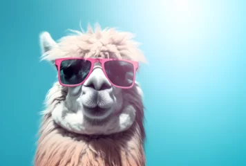 Foto auf Leinwand A llama wearing sunglasses © Sasit