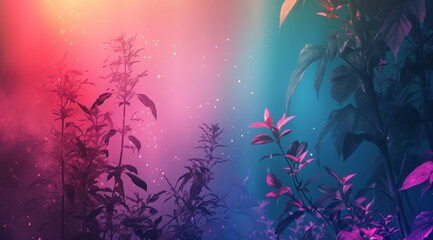 Fototapeta na wymiar Space of purple night sky with plants
