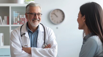 A Doctor Utilizing Expertise and Compassion during a Patient Consultation in a Professional Medical Office Setting