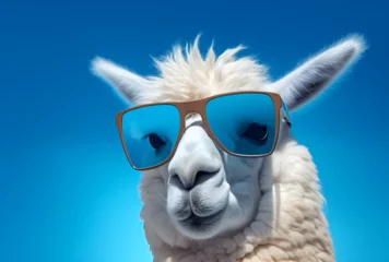 Photo sur Plexiglas Lama A llama wearing sunglasses