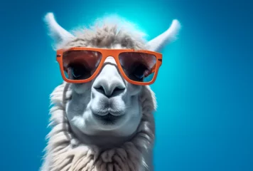 Zelfklevend Fotobehang A llama wearing sunglasses © Sasit