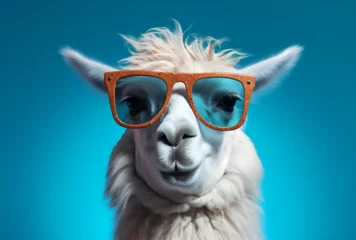 Foto op Canvas A llama wearing sunglasses © Sasit