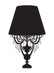 table lamp. chandelier silhouette isolated on White background. Rich Baroque Classic chandelier. Luxury decor accessory design. Vector illustration sketch