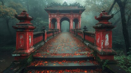 The iconic Red Bridge in Hanoi, Vietnam