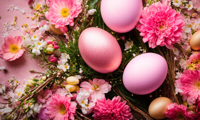 Obraz na płótnie Canvas Beautiful Easter eggs for the holiday. Selective focus.