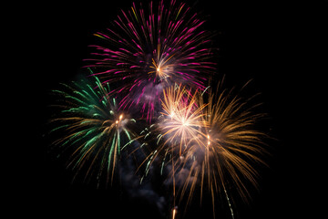 Fototapeta premium abstract holiday colorful fireworks in the sky , generative AI