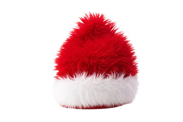 A red Santa hat with a white pompom, Christmas, Holidays, isolated transparent background Png. Ai generated