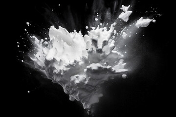 Drops And Splashes Of White Paint On Black Background - obrazy, fototapety, plakaty