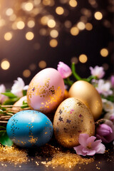Fototapeta na wymiar Beautiful Easter eggs for the holiday. Selective focus.