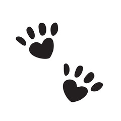 Fototapeta na wymiar Cute black silhouette of paw prints. Hand drawn vector isolated clipart. Animal trace on white background