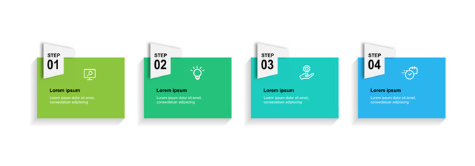 Design template infographic vector element with 4 step paper style suitable for web presentation and business information