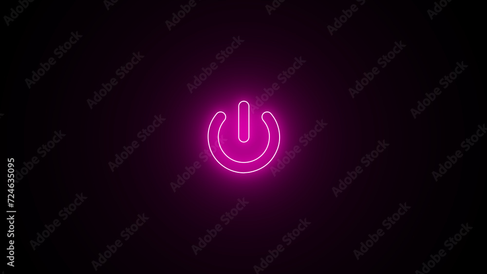 Poster neon glowing power button icon. neon light power button turning on and off. neon power button icon o