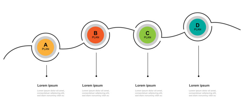 Design template infographic vector element with 4 step line connected