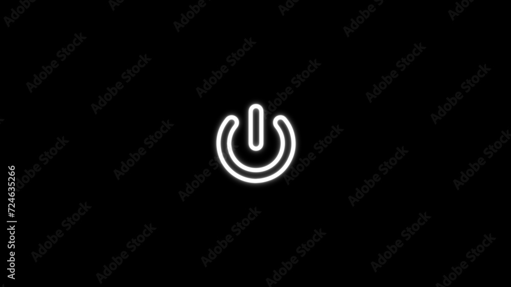Poster neon glowing power button icon. neon light power button turning on and off. neon power button icon o