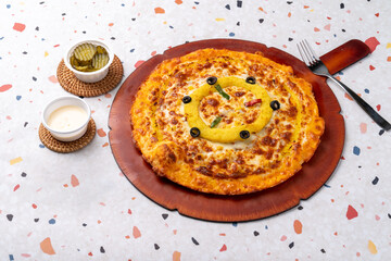 fried chicken, chicken, seasoning, Korean chicken, Korean cuisine, pizza, potato, pizza, pepperoni, rich gold, bacon, bite, combination