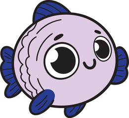 Fish 2D cartoon character vector for children's book
