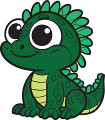 iguana 2D cartoon character clipart for children's book