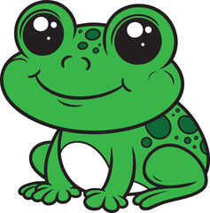Frog 2D cartoon character clipart for children's book
