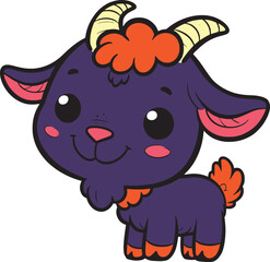 Goat 2D cartoon character clipart for children's book