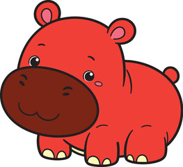 Hippo 2D cartoon character clipart for children's book